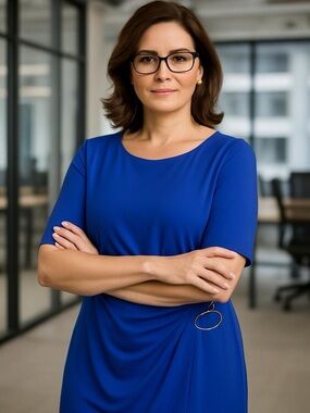 Laura Jeffries Elegant Royal Blue Midi Dress with Side Ring Detail Size 18W